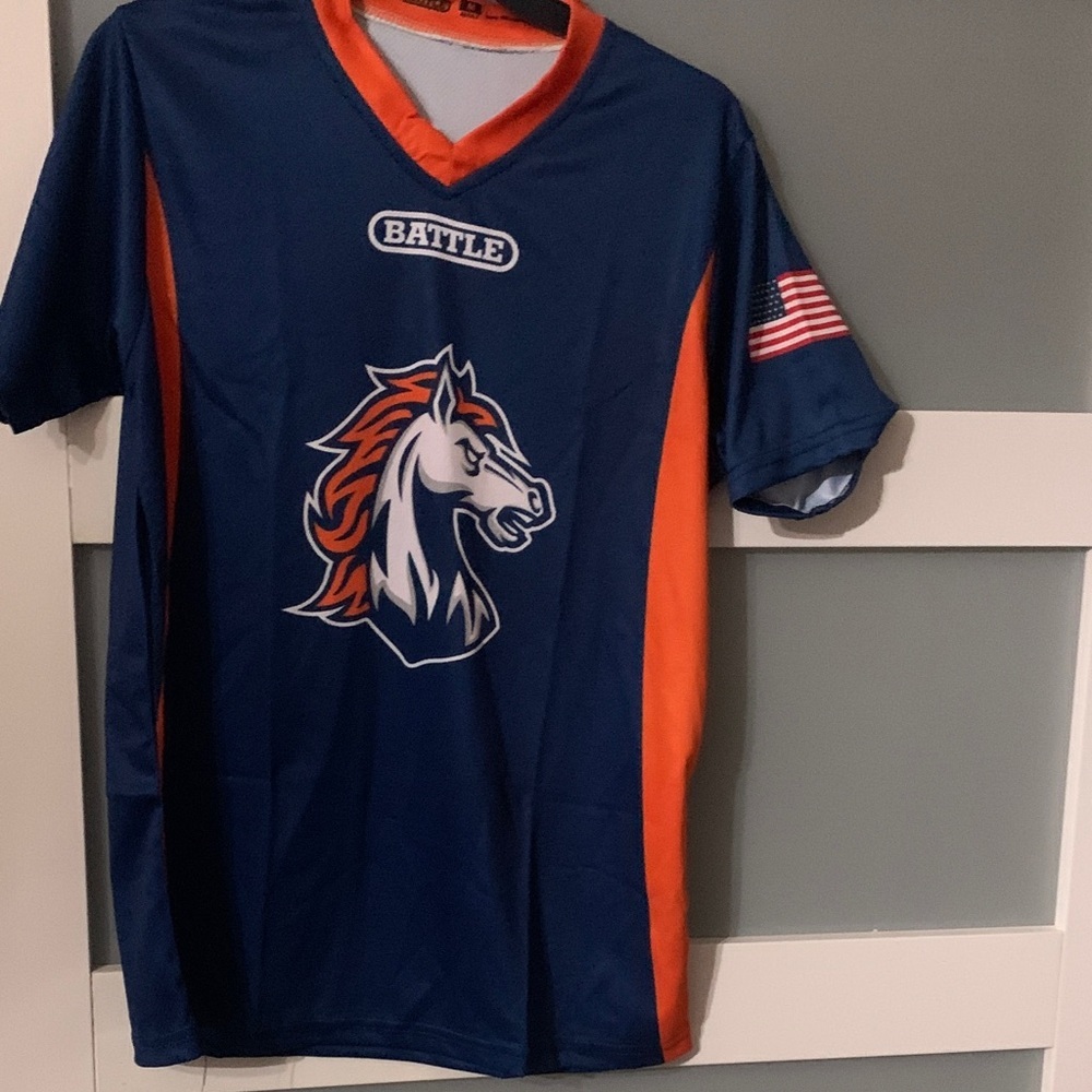Men's Blue and Orange Sports Jersey